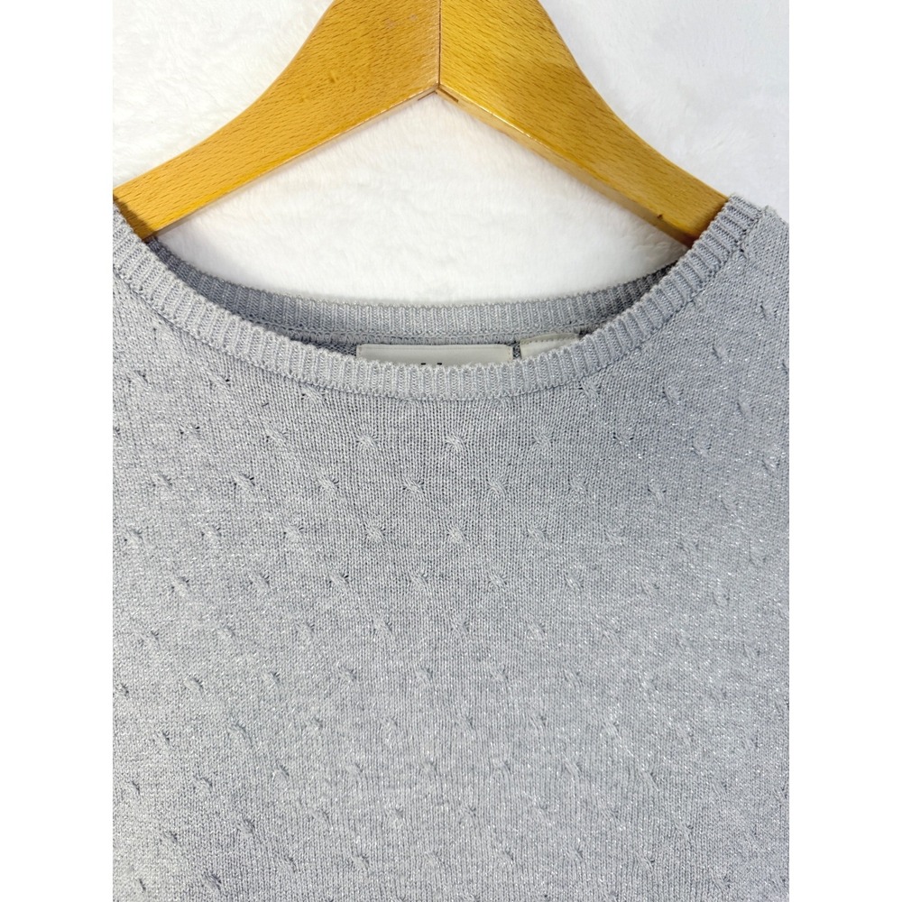 Alfred Dunner Woman Sweater Top Gray Sparkle Knit Short Sleeve Size 2X - Picture 3 of 10